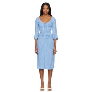 Ganni Blue Gingham Midi Dress size 40 BNWT